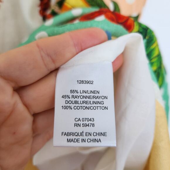 Caroline Constas Fruit Print Linen Blend Maxi Dress M Cottagecore Farmhouse Chic - Picture 7 of 9